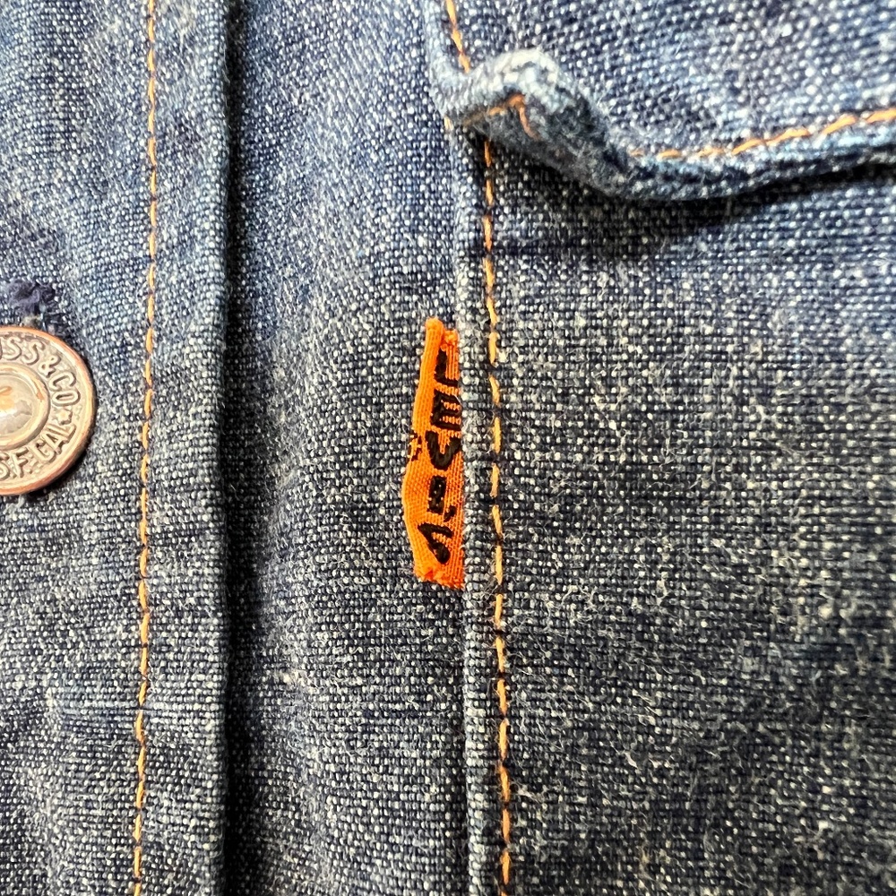 Levis Vtg Shirt Orange Tab Big E Denim Long Sleeve Sz M Made USA 100% Cotton - Picture 5 of 6